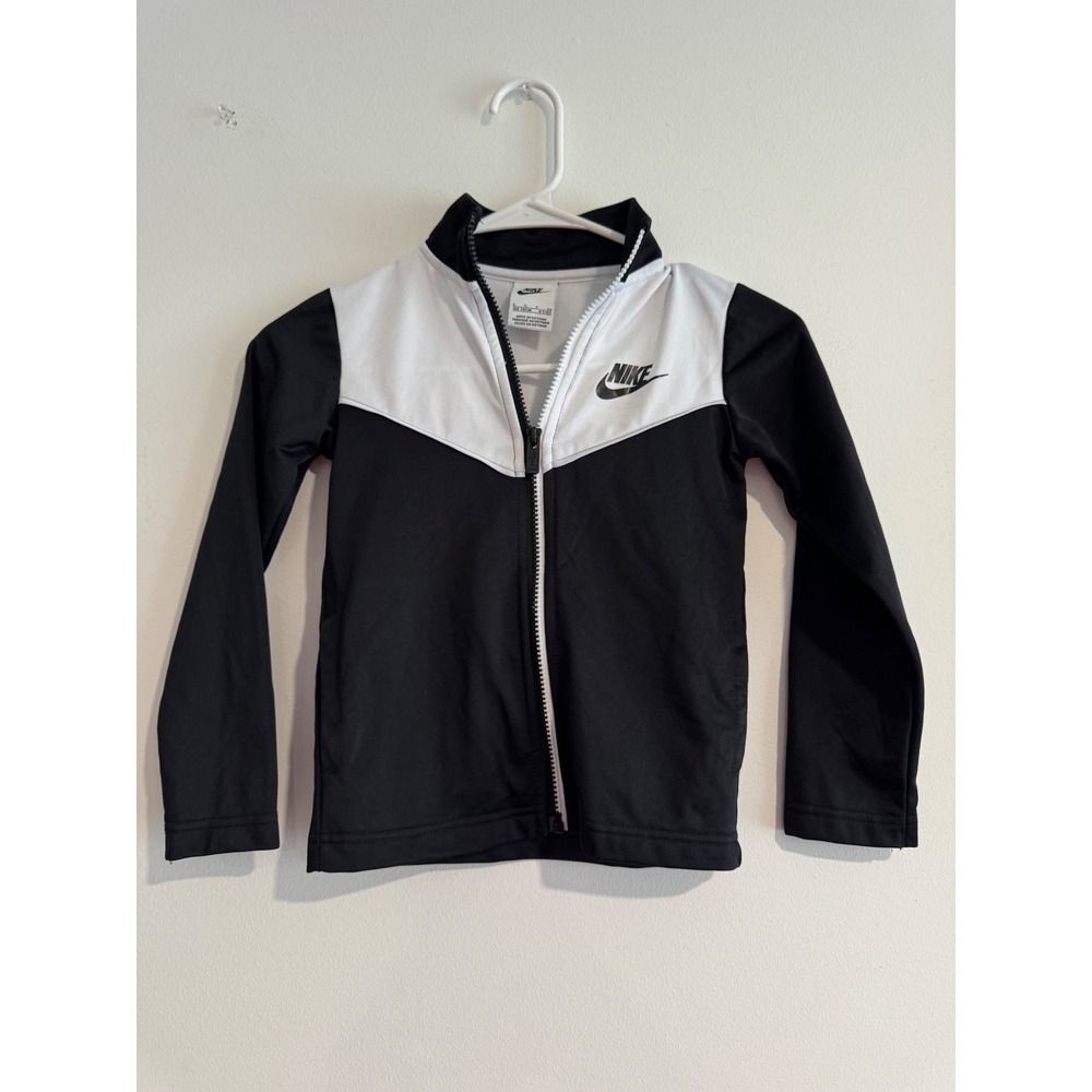 Nike Windrunner Full-Zip Track Jacket Boys 5 Black White Chevron Logo